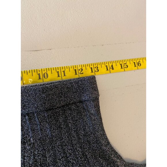 Carmen Marc Valvo Metallic Pleated Skirt Black & Silver Small - Picture 6 of 8